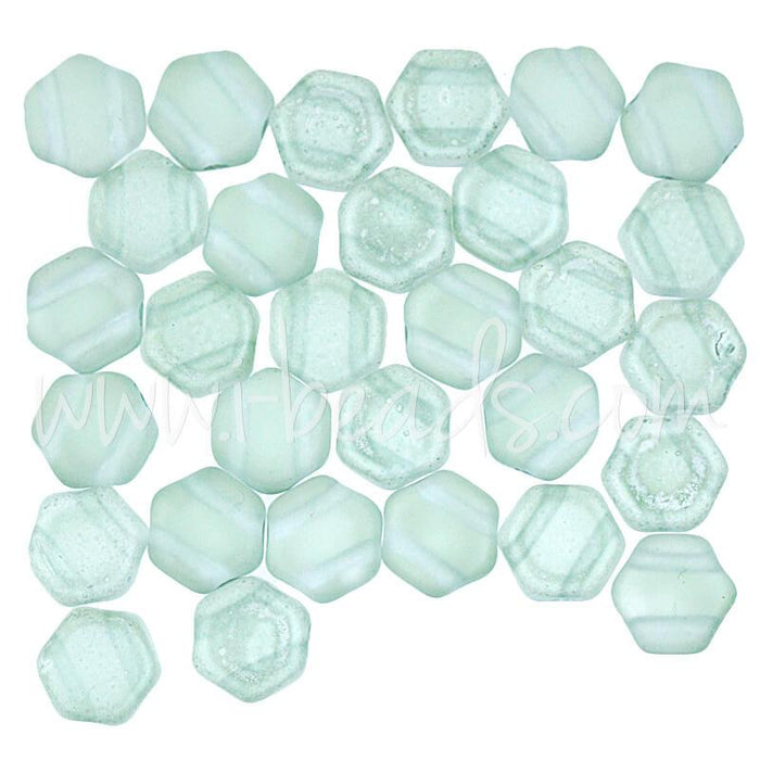 Perles Honeycomb 6mm matte light green luster (30)