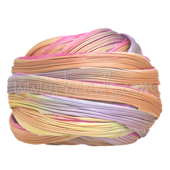 Ruban de soie Shibori pink sunset (10cm)