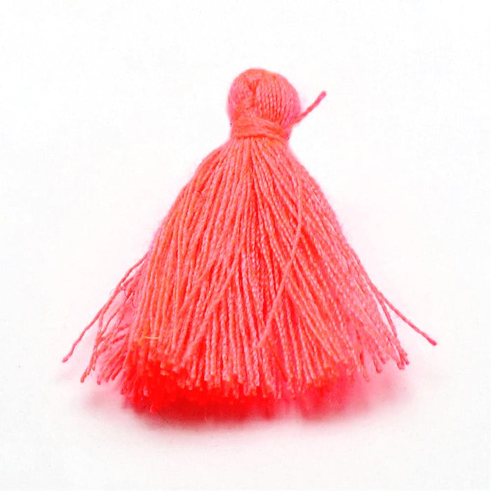 Pompons en coton corail fluo (2)