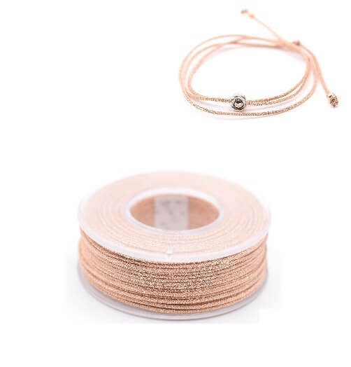 Cordon metallique et polyester OR ROSE 1mm (2m)