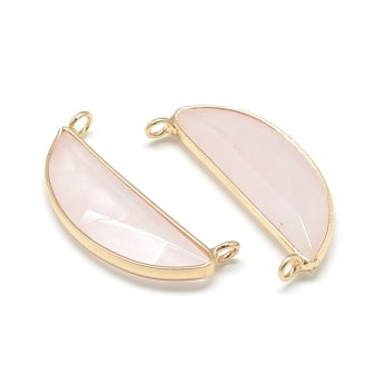 Achat Pendentif quartz rose serti laiton doré-32x15 Trou 2mm - vente à l&#39;unité