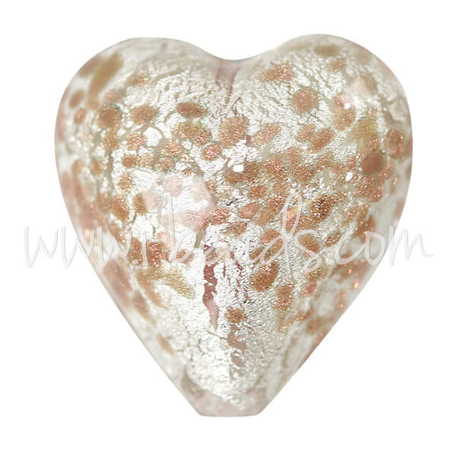 Perle de Murano coeur or et argent 20mm (1)