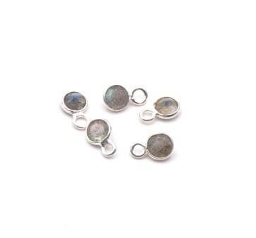 Achat petite breloque avec labradorite et sertis argent 925 - 8X5mm (2)