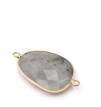 Lien connecteur en labradorite sertis laiton or 37x22mm (1)