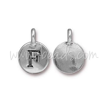 Pendentif charm lettre F Argenté vieilli 11mm (1)