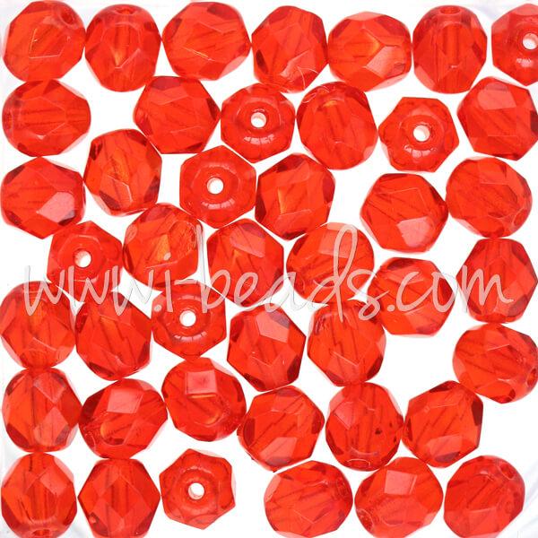 Perles facettes de bohème hyacinth orange 6mm (50)