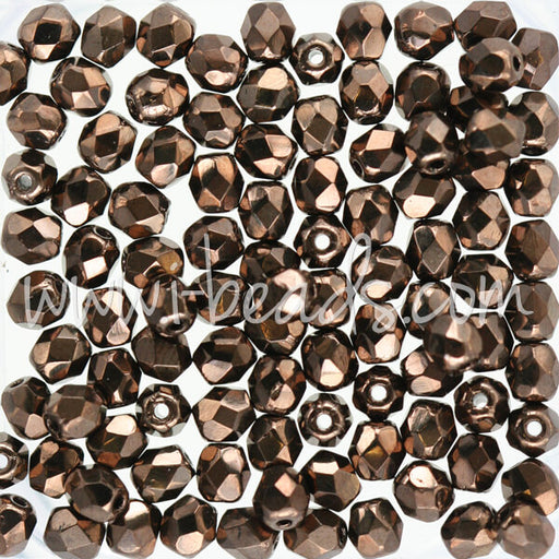 Perles facettes de bohème dark bronze 4mm (100)