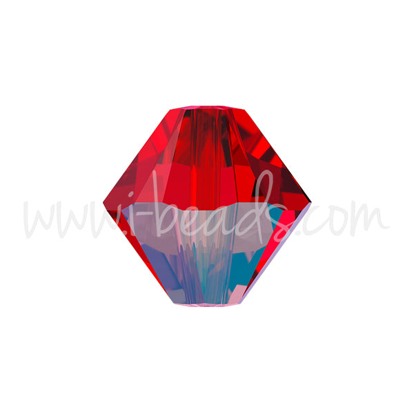 Perles Swarovski 5328 xilion bicone light siam shimmer 4mm (40)