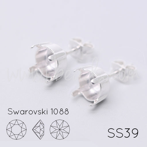 Serti boucle d'oreilles pour Swarovski 1088 SS39 argenté (2)