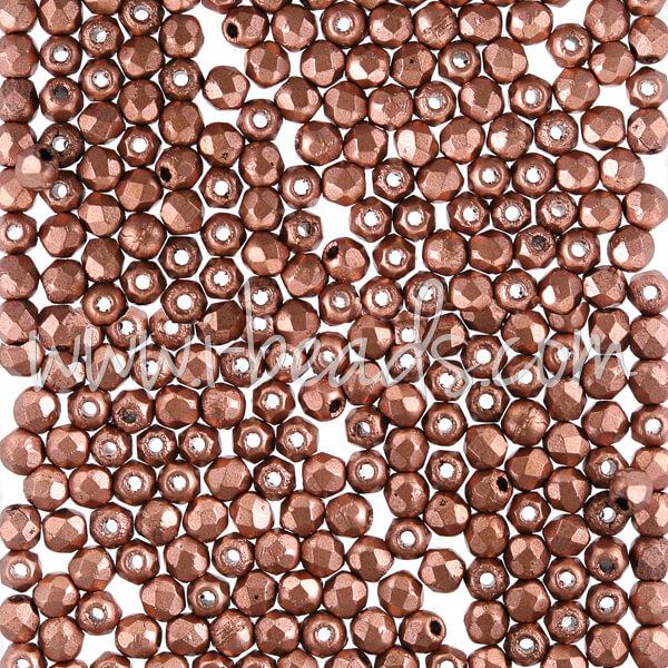 Perles facettes de boheme matte camel gold 2mm (50)