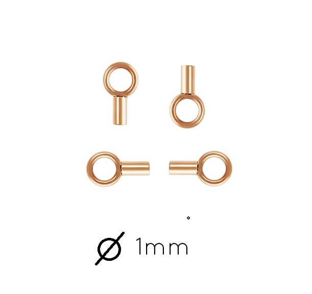 Fermoirs à écraser pour chaîne et cordon fins 1mm Or Rose Gold filled (2)