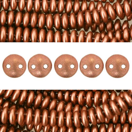 Perles 2 trous CzechMates lentil Matte Metallic Copper 6mm (50)