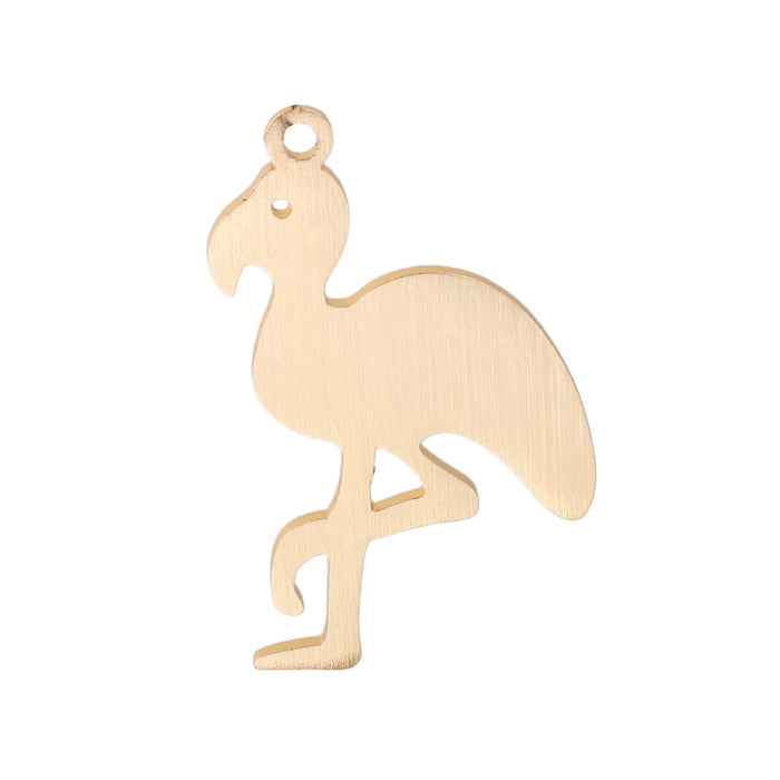 Pendentif Flamant rose Alliage alluminium doré clair Mat 52mm (1)