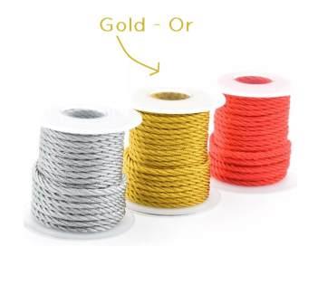 Fil torsadé 3 brins en nylon 3mm DORE FONCé (Vente par 1m)