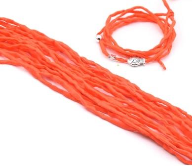 Cordon de soie naturelle teinture main ORANGE 2mm (1m)