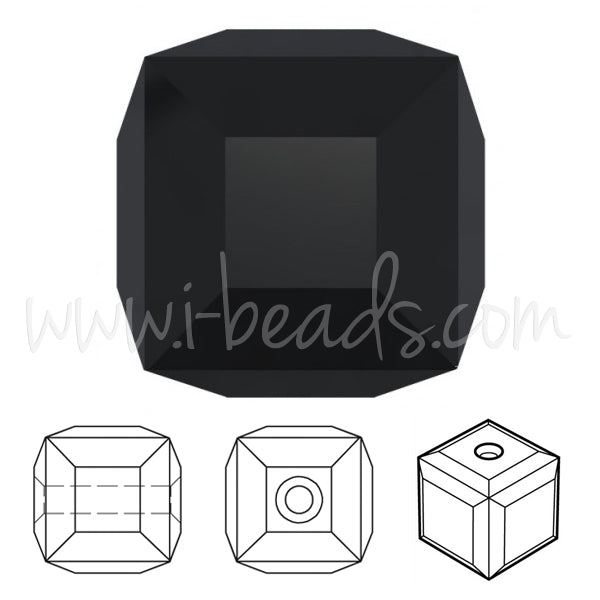 Perles cube Swarovski jet 8mm (2)