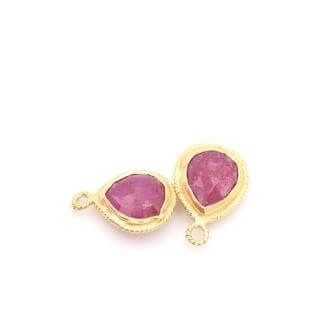 Pendentif serti en vermeil - goutte en Garnet 10mm (1)