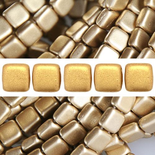 Perles 2 trous CzechMates tile matte metallic flax 6mm (50)