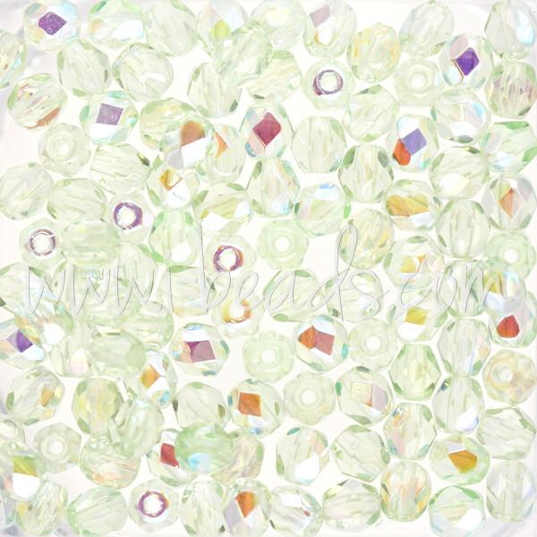 Perles facettes de bohème peridot ab 4mm (100)