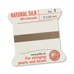 Achat Fil de soie naturelle beige 0.35mm par 2m avec aiguille(1)