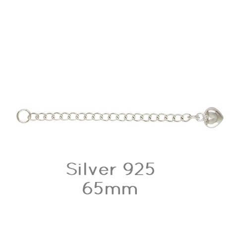 Chaine d'extension coeur 3D argent 925 65mm (1)