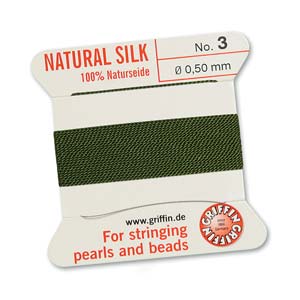 Fil de soie naturelle OLIVE 0.50mm par 2m avec aiguille(1)