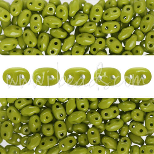 Perles MiniDuo 2.5x4mm opaque olivine (10g)