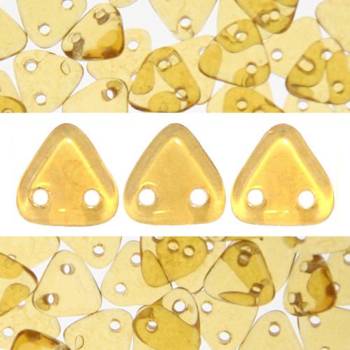 Perles 2 trous CzechMates triangle topaz champagne luster 6mm (10g)