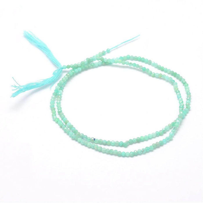 Amazonite naturelle perles rondes à facettes, 2,5x0,5mm- 155 perles 40cm (vente par 1 fil)