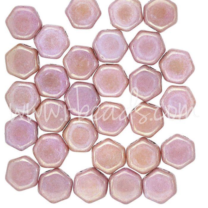 Perles Honeycomb 6mm chalk red luster (30)