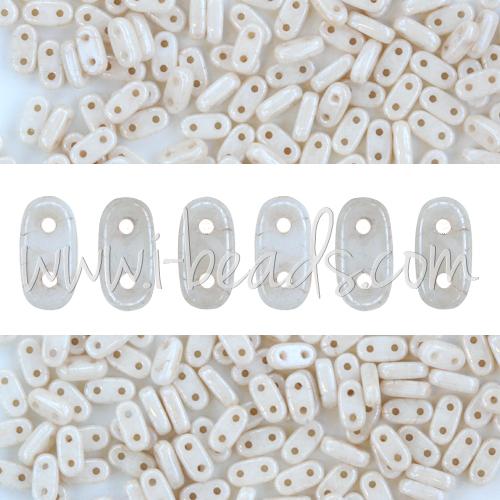 Perles 2 trous CzechMates Bar 2x6mm Opaque Luster Champagne (10g)
