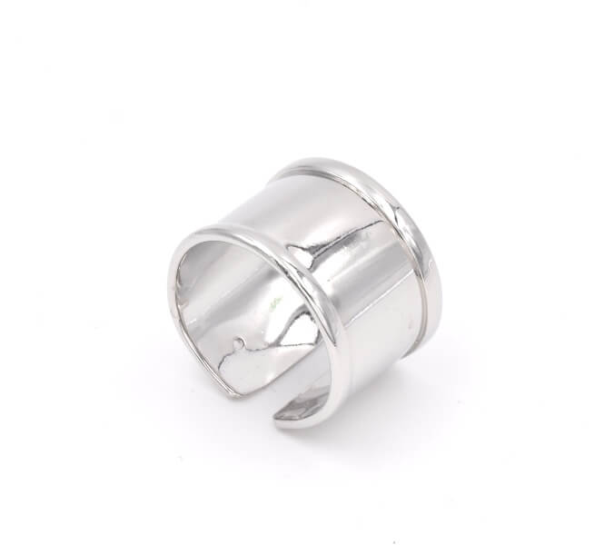 Bague laiton plaqué argenté. Tissage de perles ou ruban ultrafinErocks. 10mm (1)