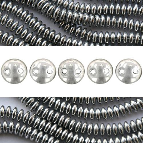 Perles 2 trous CzechMates lentil silver 6mm (50)