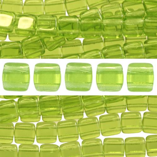 Perles 2 trous CzechMates tile Olivine 6mm (50)