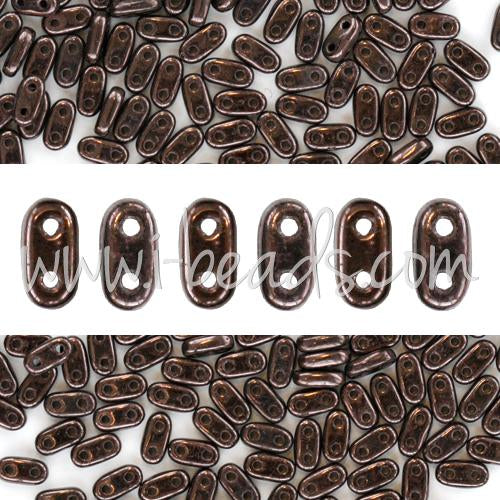 Perles 2 trous CzechMates Bar 2x6mm Dark Bronze (10g)