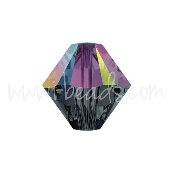 Perles Swarovski 5328 xilion bicone graphite AB 4mm (40)