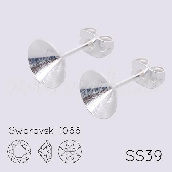 Serti boucle d'oreilles coniques pour Swarovski 1088 SS39 argenté (2)
