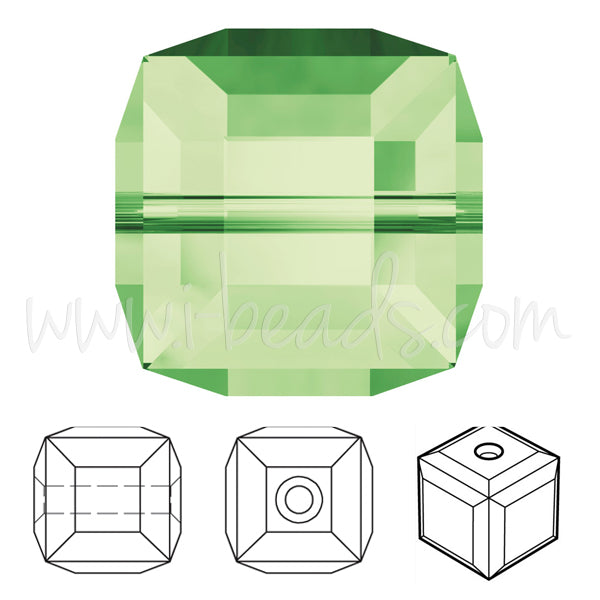 Perles cube Swarovski peridot 8mm (2)