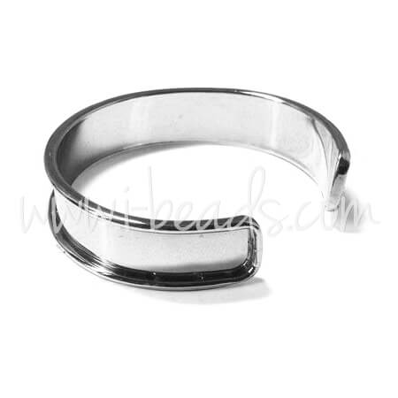 Bracelet laiton rhodié 14x66mm pour cordon plat 10mm (1)