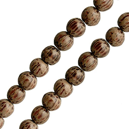 Perles ronde bois de palmier 6mm sur fil (1)