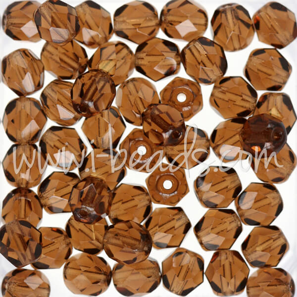 Perles facettes de bohème smoked topaz 6mm (50)