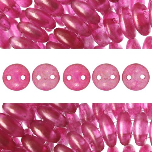 Achat Perles 2 trous CzechMates lentil halo madder rose 6mm (50)