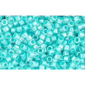 cc793 - perles Toho treasure 11/0 rainbow crystal/pale turquoise lined (5g)