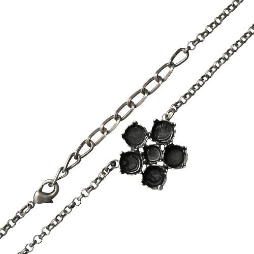 Collier fleur sertir pour cristaux Swarovski rond 6mm et 8mm m tal finition plaqu argent vieilli (1)