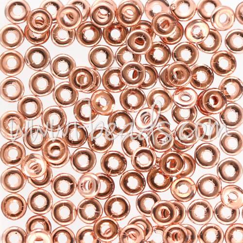 Achat O beads 1x3.8mm rosaline capri gold (5g)