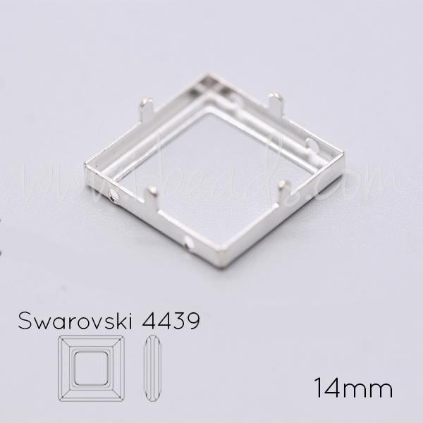 Serti à coudre pour Swarovski 4439 cosmic square 14mm argenté (1)