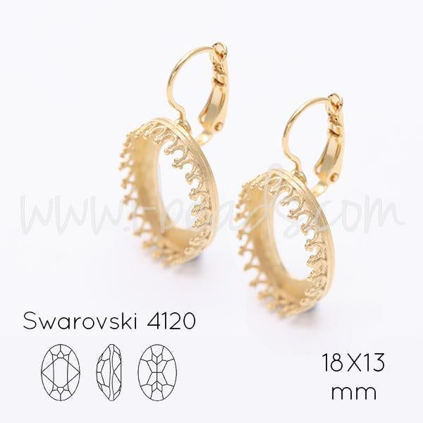 Serti boucle d'oreilles Vintage pour Swarovski 4120 18x13mm doré (2)