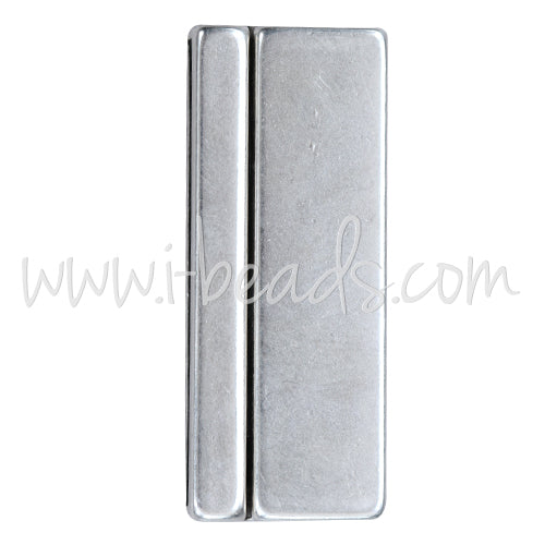 Fermoir magnétique plat plaqué argent 17x43mm (1)