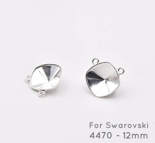 Achat Sertis pendentif à coller pour Swarovski 4470 en 12mm plaqué argent avec 2 anneaux (1)