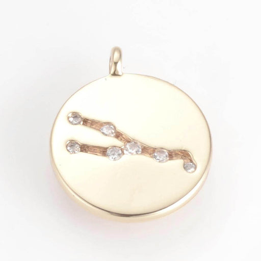 Achat Constellation - zodiaque-médaille doré à l&#39;or fin et zircon -TAUREAU 11mm-vente à l&#39;unité